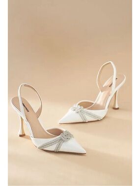 NWT Lola Cruz Alice Pumps 80 in Blanco White Silver Bejeweled Crystal Bridal